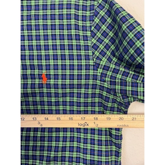 Ralph‎ Lauren Medium Plaid Button Down Shirt Green Blue Orange Pony Logo - Picture 8 of 12